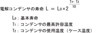 電解コンデンサの寿命の計算式